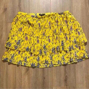 Pleated Tiered Fit N Flare Banana Republic Yellow Skirt SZ XL Flirty Whimsical